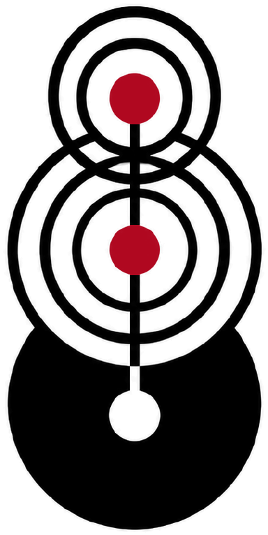The Noelo mark: two concentric targets resolving onto a solid disc.